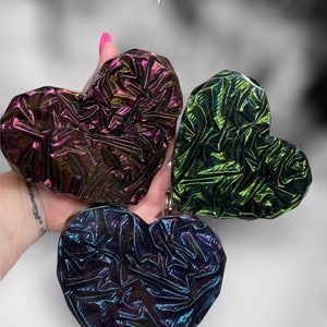 Crushed velvet chameleon heart. Nailfie props. Heart coasters. Crushed velvet props. Hearts. Resin art. Nailfies.