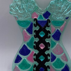Mermaid. Corset. Nailfie prop. Resin prop. Multicolor.