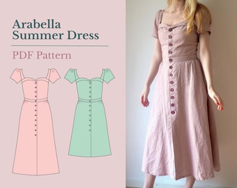 Zomerjurk PDF naaipatroon // Maten XXS - 3XL // Arabella jurk, linnen jurk naaipatroon