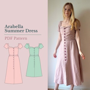 Summer Dress PDF Patter // Sizes XXS - 3XL // Arabella Dress, Linen Dress, Digital Pattern