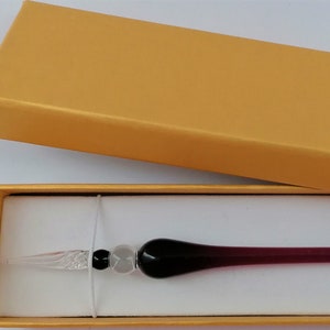 Stylo à encre à plume en verre, plume en verre dans un coffret cadeau G3 / violet