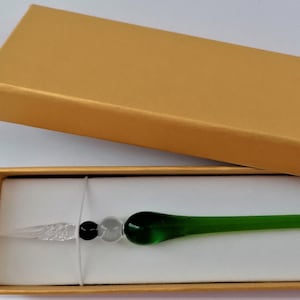Penna a inchiostro con pennino in vetro, pennino in vetro in confezione regalo G2 / verde