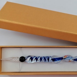 Stylo en verre stylo à encre stylo en verre dans coffret cadeau H 9 (bleu foncé)