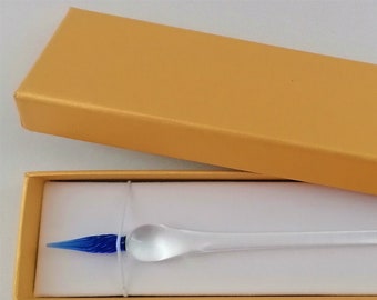 Glasfeder Tintenschreiber Glasschreiber im Geschenketui  F1 / dunkelblau
