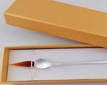 Glasfeder Tintenschreiber Glasfeder im Geschenketui  F7 / braun