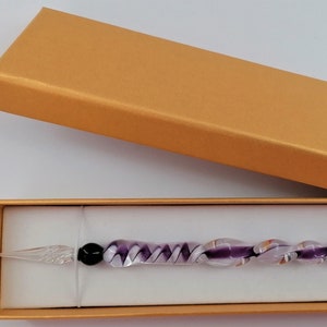 Glasfeder Tintenschreiber Glasschreiber im Geschenketui H 8 lila Bild 1