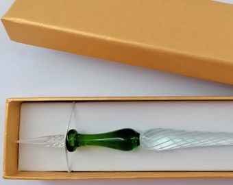 Glass nib glass nib in gift case D 22 / green / white