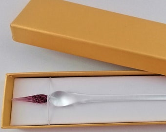 Glasfeder Tintenschreiber Glasfeder im Geschenketui  F6 / lila