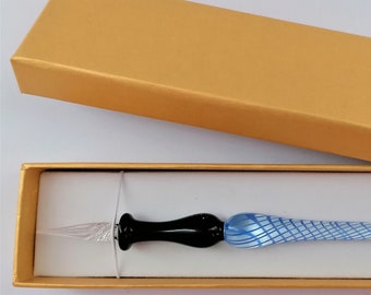 Glasfeder Tintenschreiber Glasfeder im Geschenketui  D 25 / blau