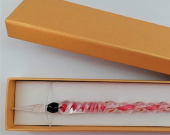 Glasfeder Tintenschreiber Glasschreiber im Geschenketui  H 11 (rosa)