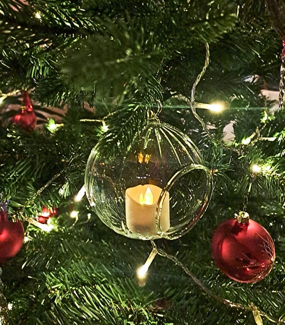 Glaskugel / Teelichtkugel für Weihnachtsbaum ( versch. Ausführungen)