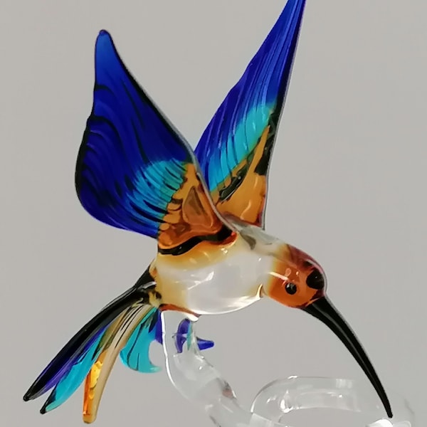 Bâton d'orchidée colibri (transparent-marron-bleu clair-bleu foncé) bâton de fleur bouchon de fleur
