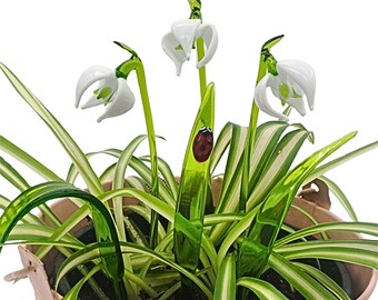 Plant stakes, glass snowdrops, various designs