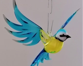 Hanging bird blue tit -light blue/yellow-, different variants