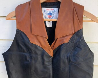 VTG. Two-Toned 100% Leather Vest