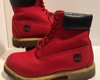 Red Timberland 6'' Boots Size 8