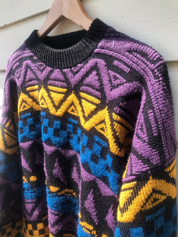 Vintage 1980's Abstract Colorful Sweater Magnetic… - image 2