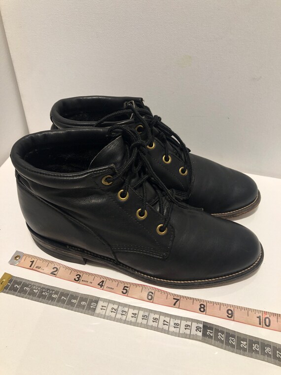 Vintage Black Leather Justin Ankle Boots - image 3