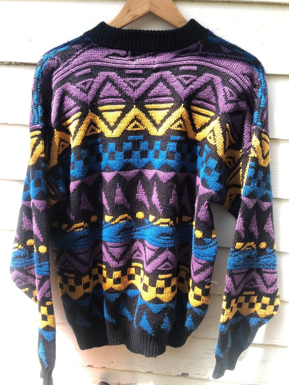 Vintage 1980's Abstract Colorful Sweater Magnetic… - image 5