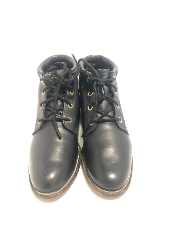 Vintage Black Leather Justin Ankle Boots - image 2