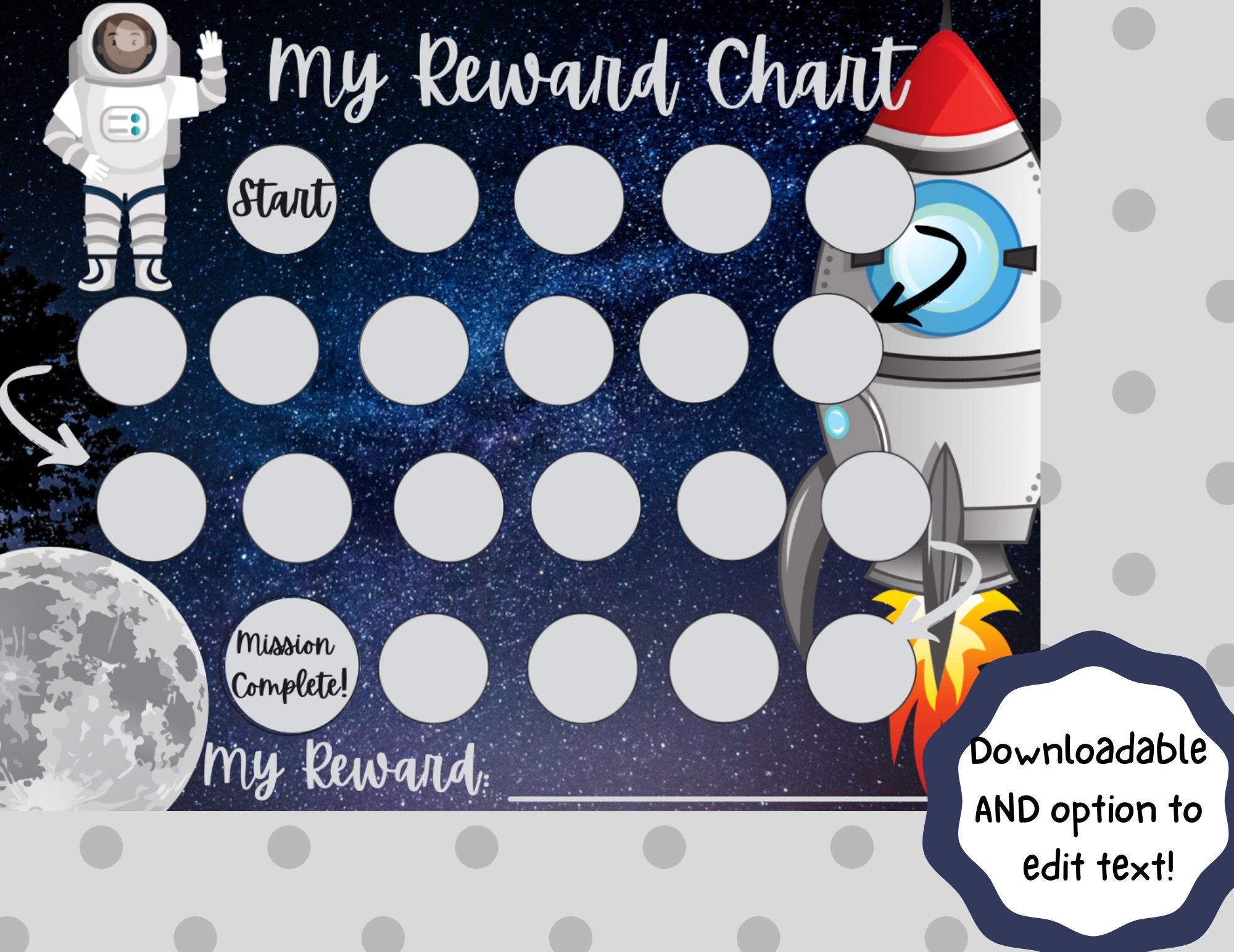 Space Sticker Stamp Reward Chart Classroom Behavior Chart Sticker ...