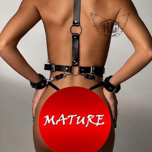 bondages for women, erotic harness,lingerie,Women’s Bondage BDSM Harness with Cuffs, BDSM sexy gift her, Plus size harness, sex toys,