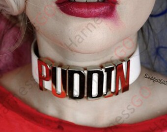 Custom Name Choker, Name Choker, Name Necklace,Custom, SLUT, DADDY or PUDDIN thick collar with huge silver 30mm letters choker,Gifts For Her