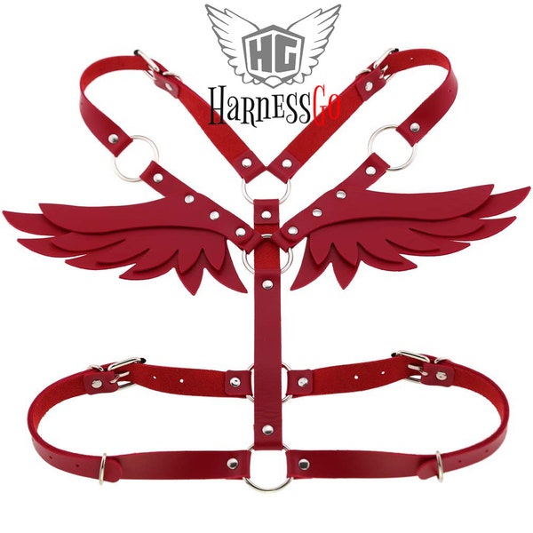 Angel Wings Harness, Harness With Wings, Harness Bra, Bra Harness, Festival Clothing, Exotic Dancewear, Leather Lingerie, Harness Bra