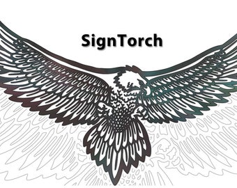 Eagle Flying Wings Spread Vector DXF SVG CNC Plasma Laser Router Cricut Silhouette Cut Files