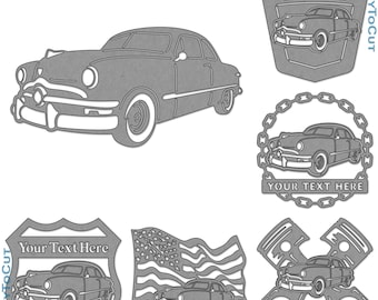 1950 Ford Coupe Car Plasma DXF SVG Files 32 Ready To Cut Designs for cnc Plasma Laser Router Cricut Silhouette