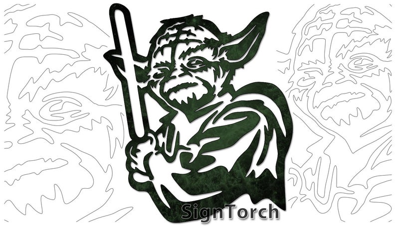Yoda Star Wars Vector DXF SVG CNC Plasma Laser Router Cricut Silhouette ...