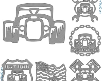 Hotrod auto Ratrod plasma DXF SVG-bestanden 33 klaar om te knippen ontwerpen voor cnc plasmalaserrouter Cricut silhouet