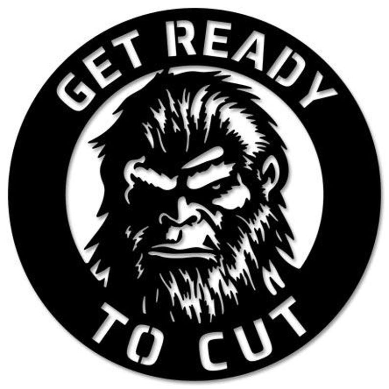 a black and white sticker with the words get ready to cut