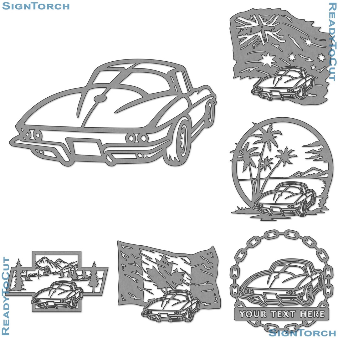 Cnc Router Corvette Corvette Rear 2 Car Plasma DXF SVG Files 32 Ready to Cut Designs for ...