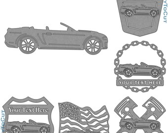 Mustang Convertible Car Plasma DXF SVG Files 32 Ready To Cut Designs for cnc Plasma Laser Router Cricut Silhouette