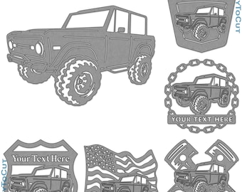 Ford Bronco Truck Plasma DXF SVG-bestanden 49 klaar om te knippen ontwerpen voor cnc plasmalaserrouter Cricut silhouet
