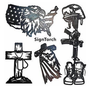 Battle Cross DXF SVG CNC Plasma Router Laser Cricut USA Flag Eagle per il taglio della croce del campo di battaglia