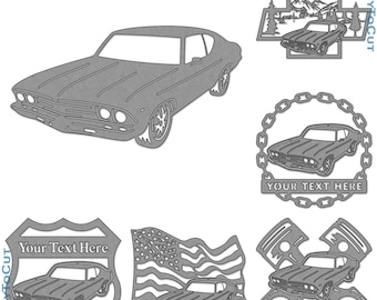 Chevelle69 Car Plasma DXF SVG Files 32 Ready To Cut Designs for cnc Plasma Laser Router Cricut Silhouette