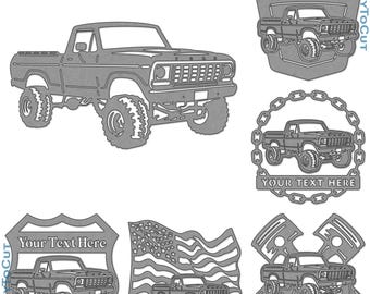 78 Ford Lifted Truck Plasma DXF SVG Files 42 Ready To Cut Designs for cnc Plasma Laser Router Cricut Silhouette