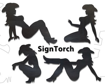 Sexy Cowgirl Up Vector DXF SVG CNC Plasma Laser Router Cricut Silhouette Cut Files