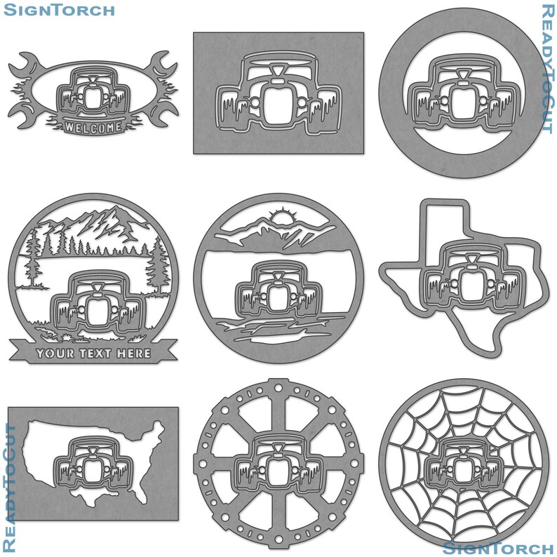 Hotrod Car Ratrod Plasma DXF SVG Files 33 Ready to Cut Designs for Cnc ...