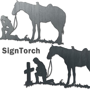 Preghiera del cavallo da cowboy Preghiera del cavallo da cowgirl DXF SVG vettoriale CNC Plasma Laser Router Cricut Silhouette Cut Files