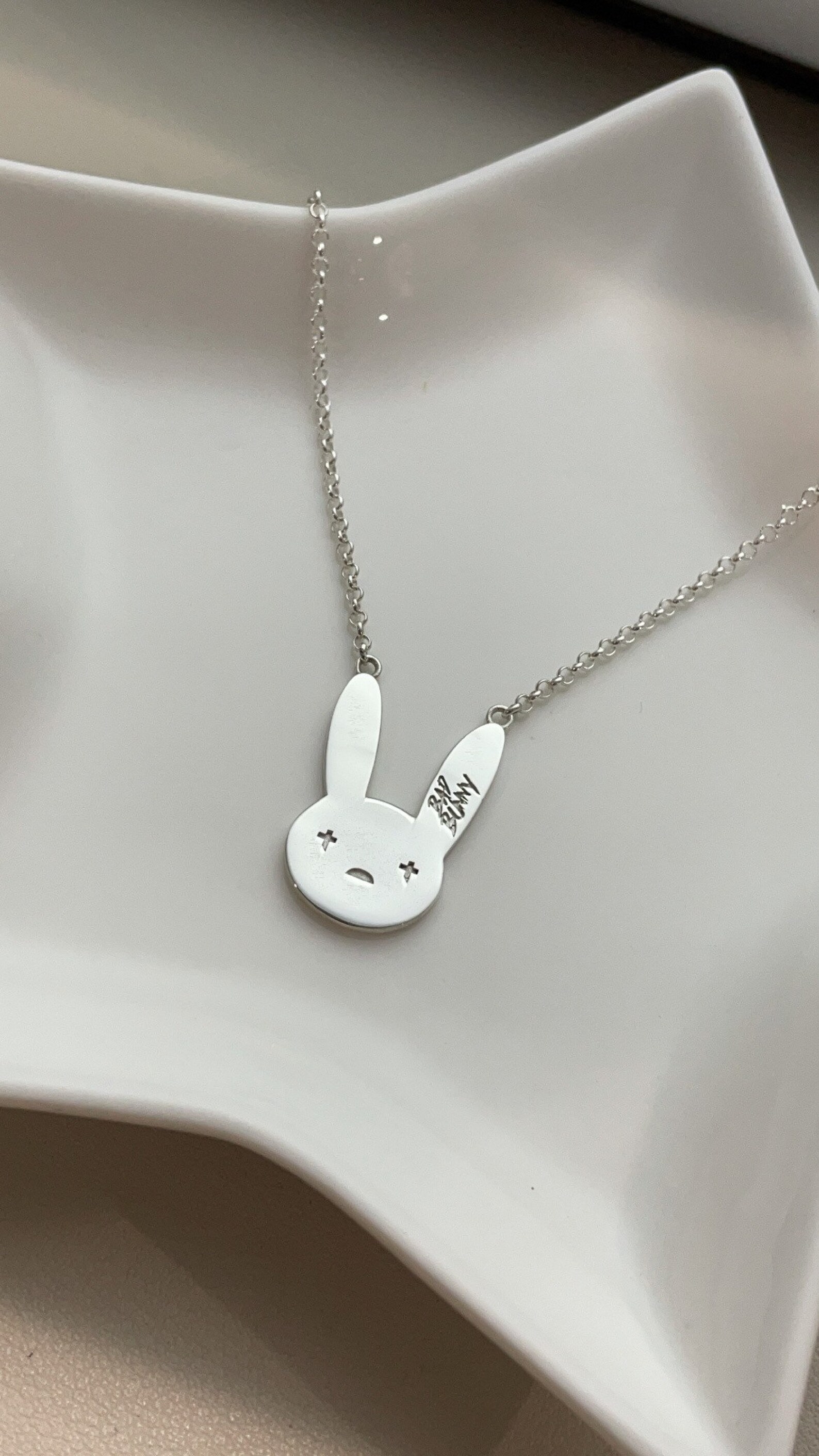 3D Custom Made 925 Sterling Silver Bad Bunny Necklace Etsy UK