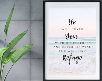 PSALM 91 wall art print, psalm 91 printable, psalm 91 art, bible art print, bible verse art, digital wall art