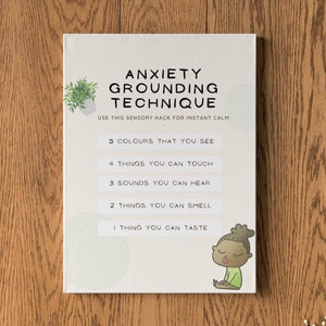 Grounding Technique Poster Psychologist Office Decor Print School Counselor Art Psych Wall Gifts Psychotherapy Posters Anxiety Sign CBT Gift