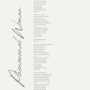 Phenomenal Woman Digital Art Print | Maya Angelou Poem Poster | Feminist Poster