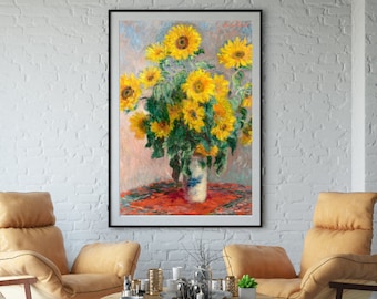 Claude Monet Print,Vintage Monet Print Bouquet of Sunflowers 1881 Wall Art,Vintage Monet Poster,Vintage Floral, Monet Digital Download Print