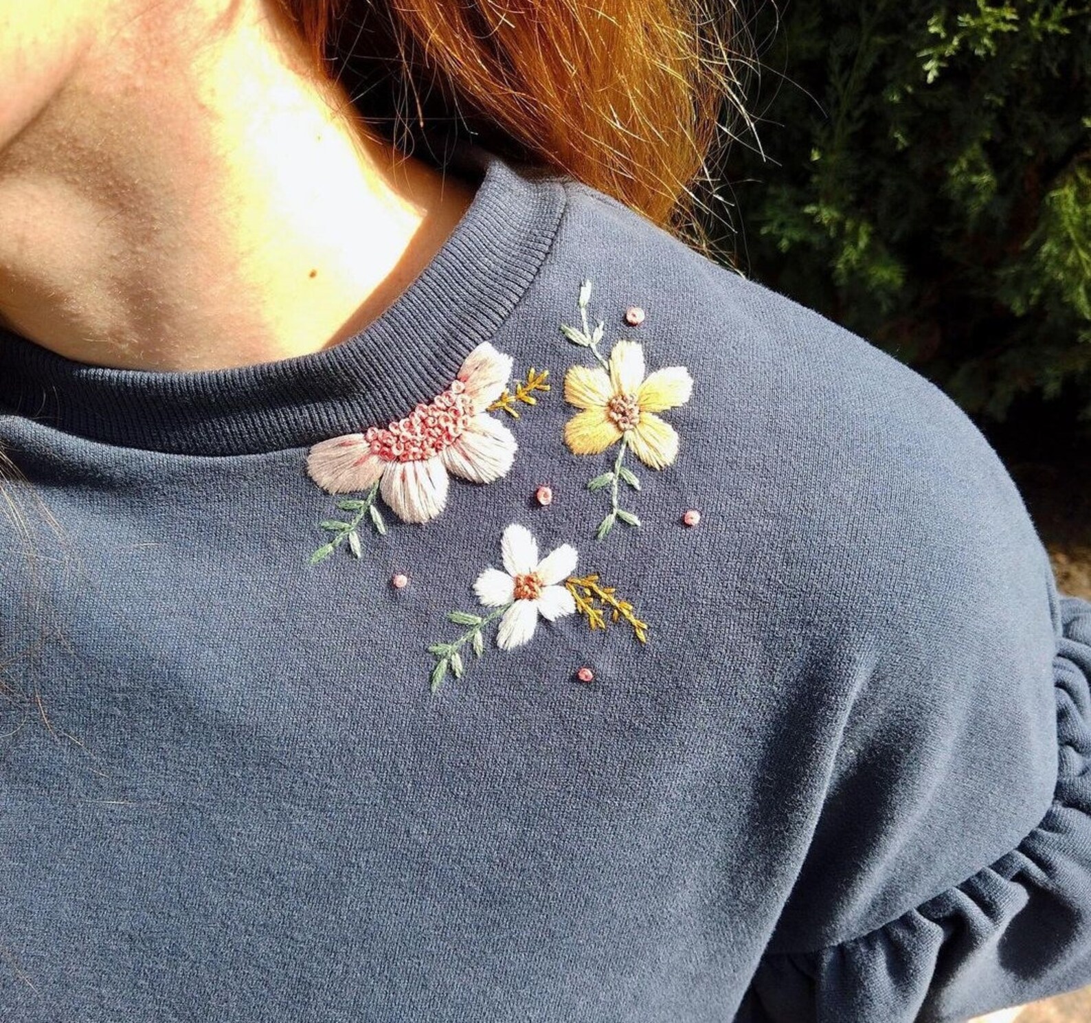 Sudadera flores bordada a mano sudadera bordada sudadera Etsy