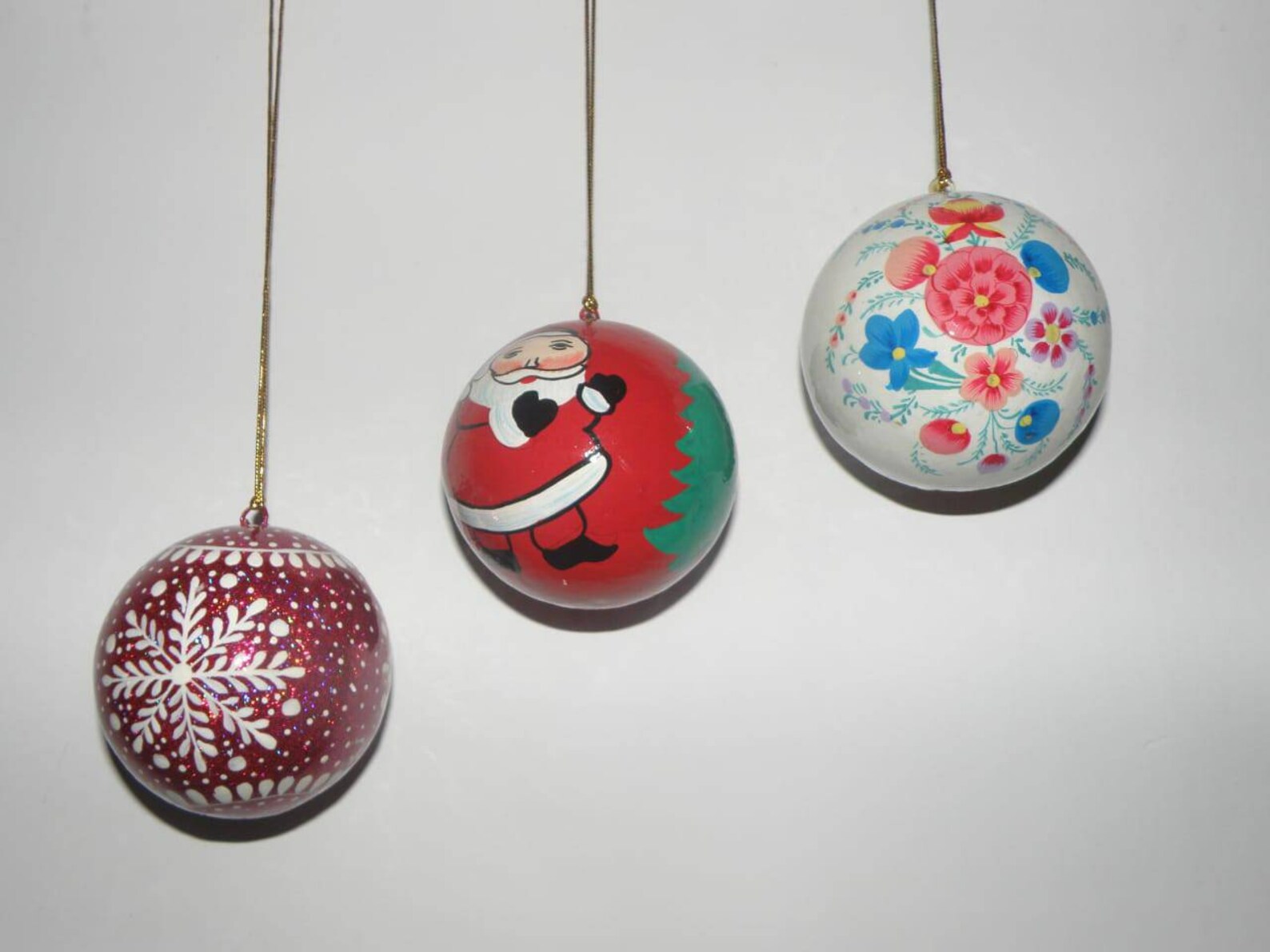 Paper mache hand painted christmas baubles set of 3 home Etsy