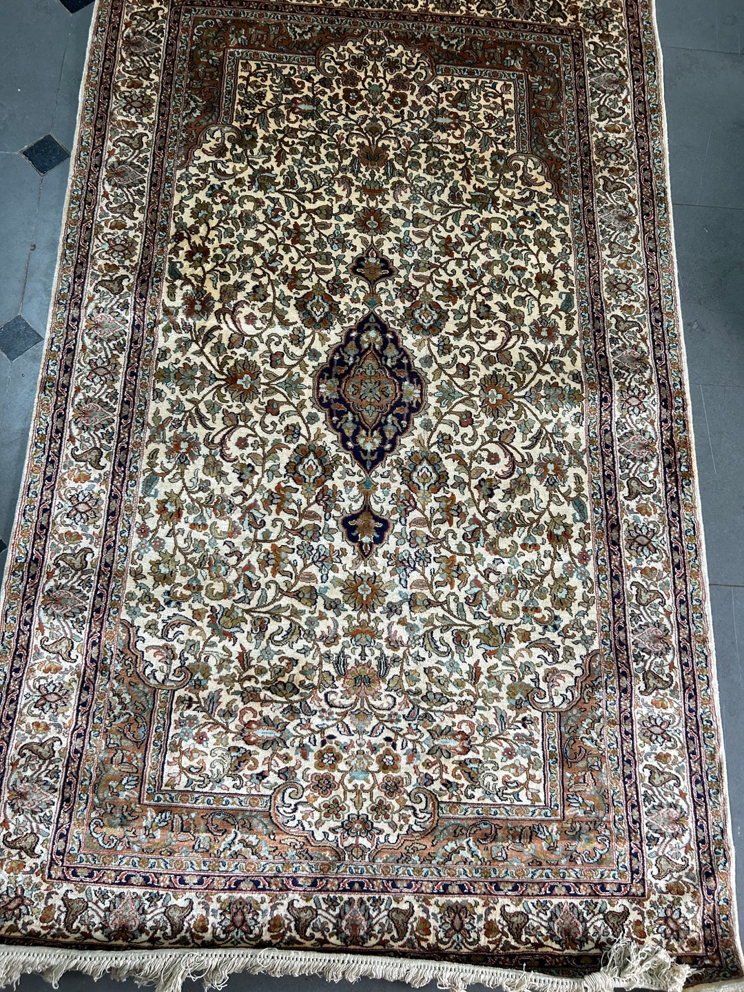 Kashmiri Silk Carpet 3 Ft X 5 Ft Hand Made Rug Silk on Silk Etsy
